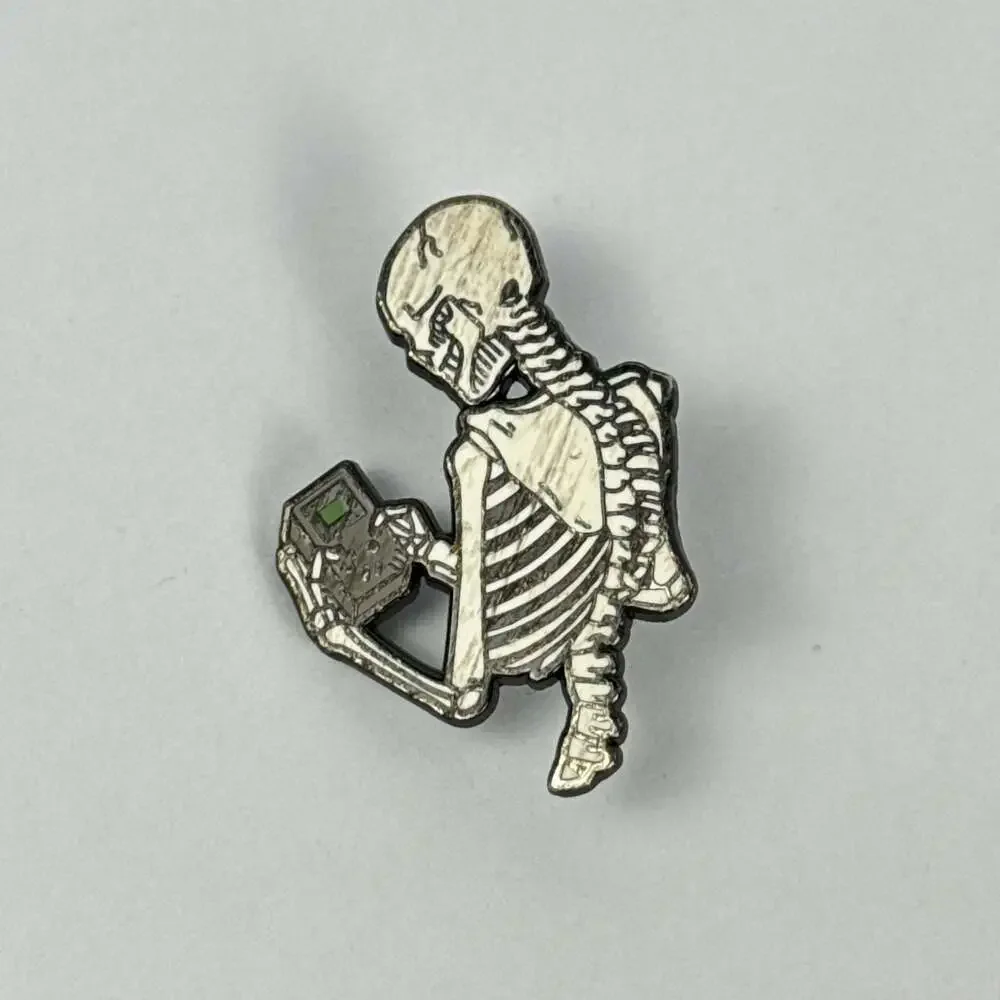 Retro Skeleton Gamer Enamel Lapel Pin